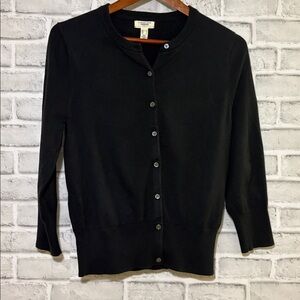 Lands’ end canvas Black button up cardigan sweater- size small
